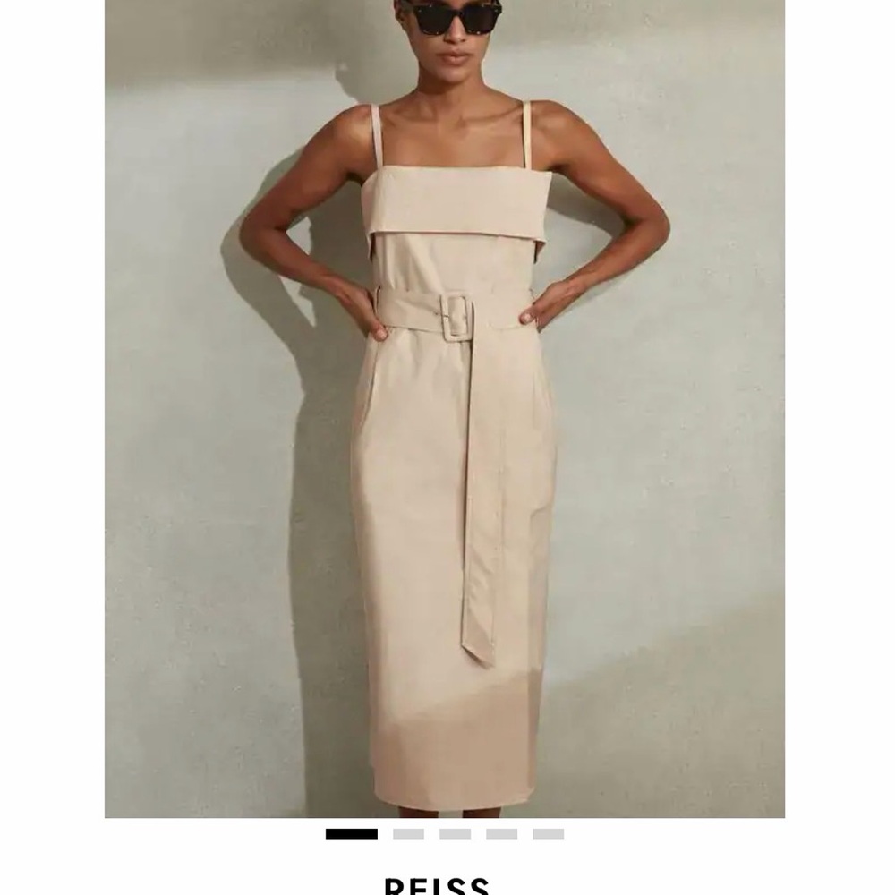 Reiss Beige Strappy Midi Dress